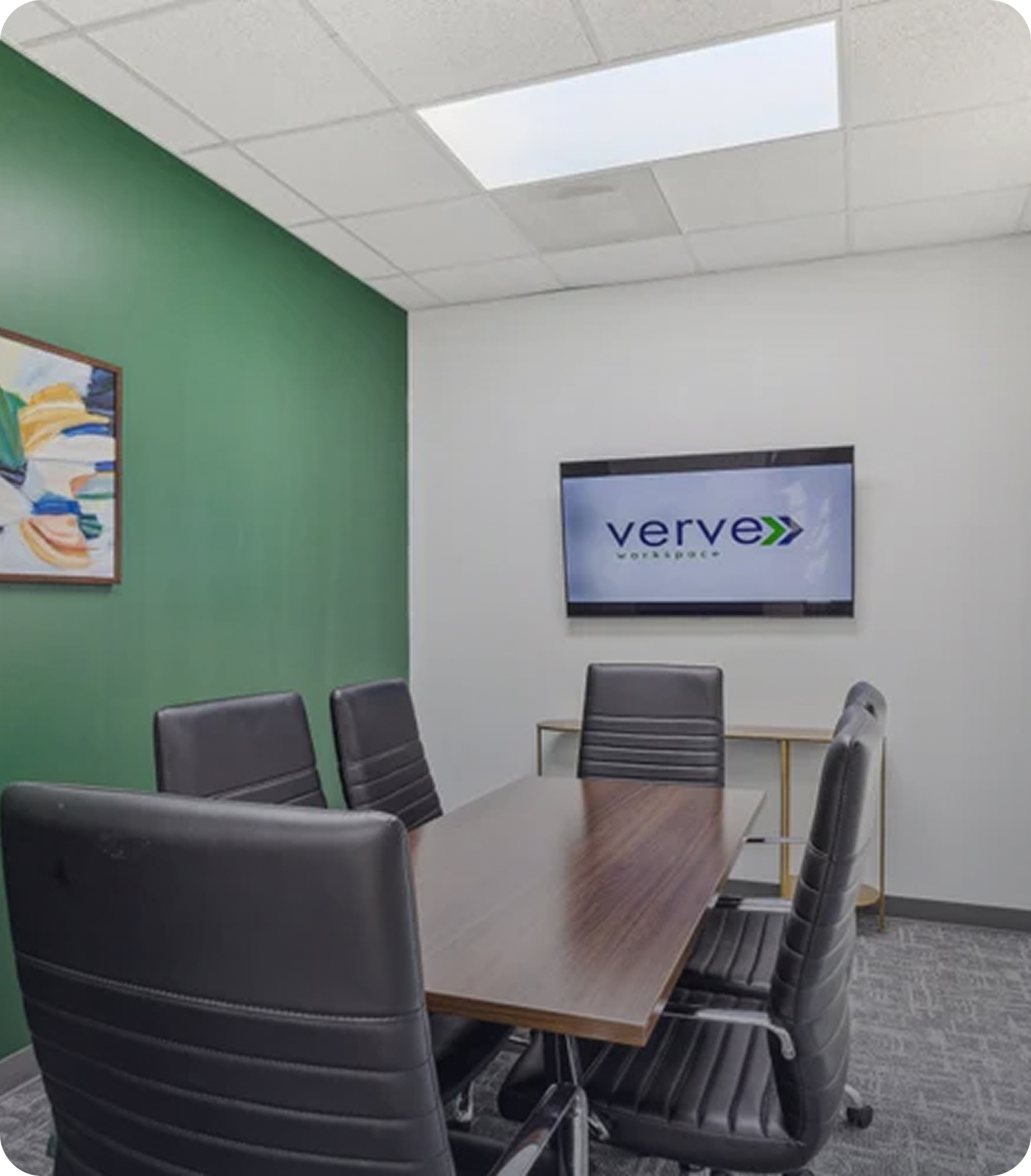 Modern conference room available for rent in The Woodlands TX